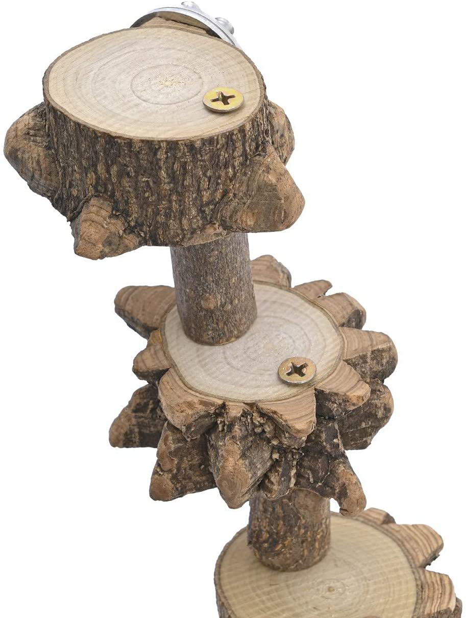 Luonfels Bird Platform Perch Playground for Budgie Parakeet, Cage Natural Wood Play Stand Parrot Flat Perches for Large Birds, Birdcage Ladder Climbing Toy 4 Step Animals & Pet Supplies > Pet Supplies > Bird Supplies > Bird Cage Accessories Luonfels