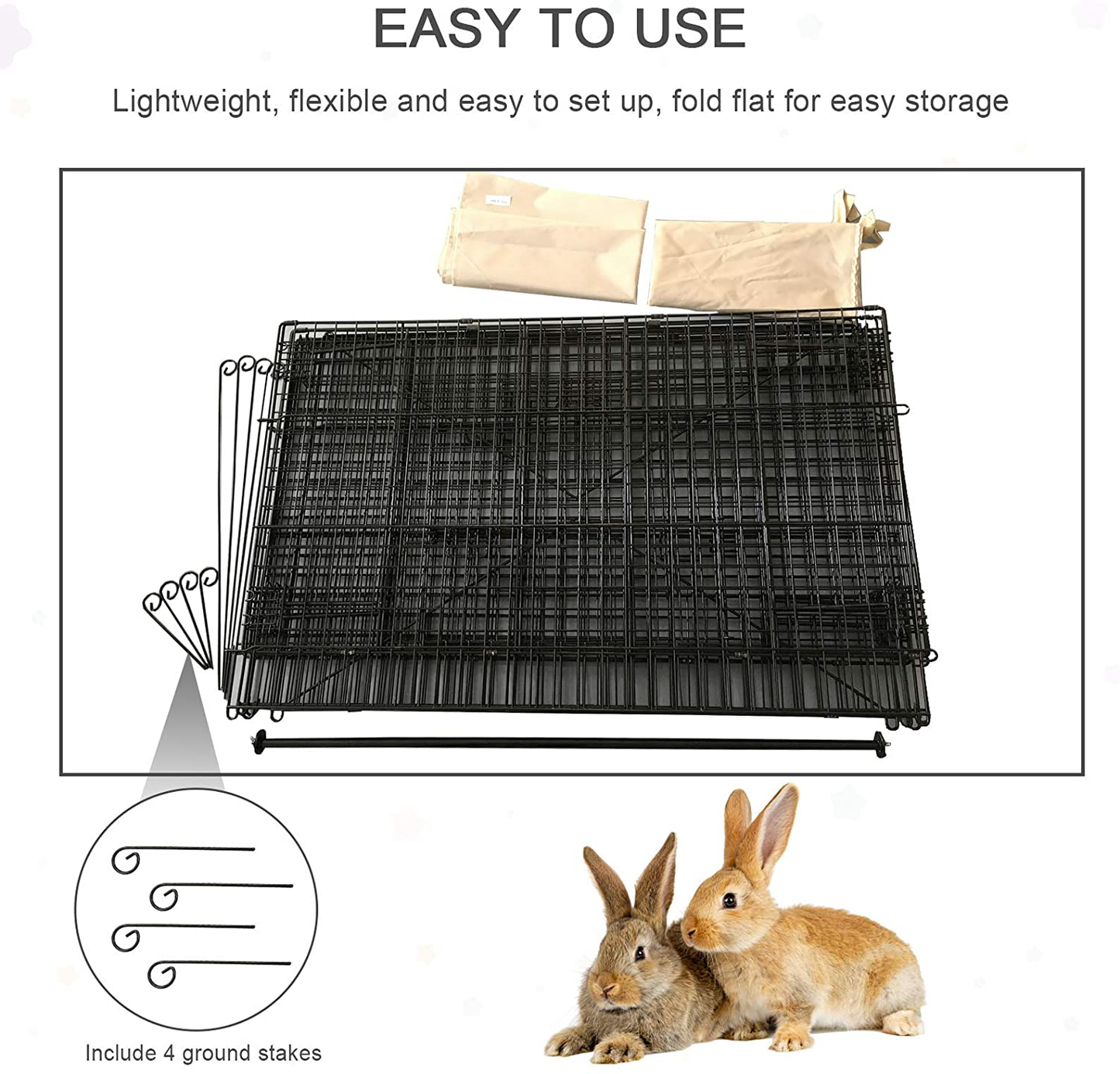 Pawhut 87” X 41” Outdoor Metal Pet Enclosure Small Animal Playpen Run for Rabbits, Chickens, Cats, Small Animals Animals & Pet Supplies > Pet Supplies > Small Animal Supplies > Small Animal Habitat Accessories PawHut