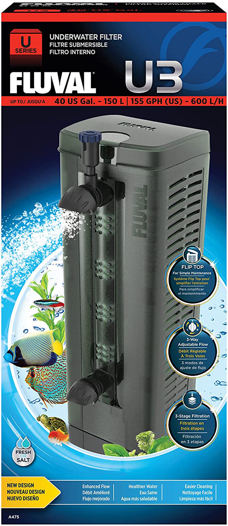 Fluval U Series Underwater Filter for Aquariums Animals & Pet Supplies > Pet Supplies > Fish Supplies > Aquarium Filters Fluval U3