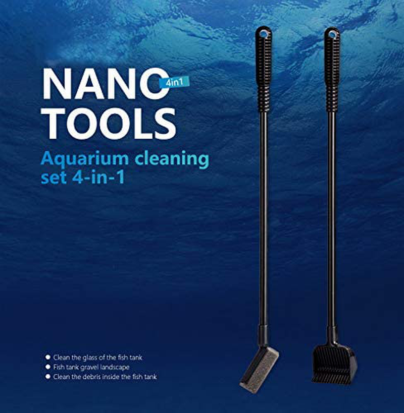 JOBEDE Aquarium Cleaning Set Fish Tank Cleaning Tools Clean Sponge Spoon Net Gravel Rake Plant Fork with Long Handle Multifunctional 4Pcs Cleaning Tools for Aquarium Home Aquarium Fish Farm 4-In-1 Animals & Pet Supplies > Pet Supplies > Fish Supplies > Aquarium Cleaning Supplies JOBEDE
