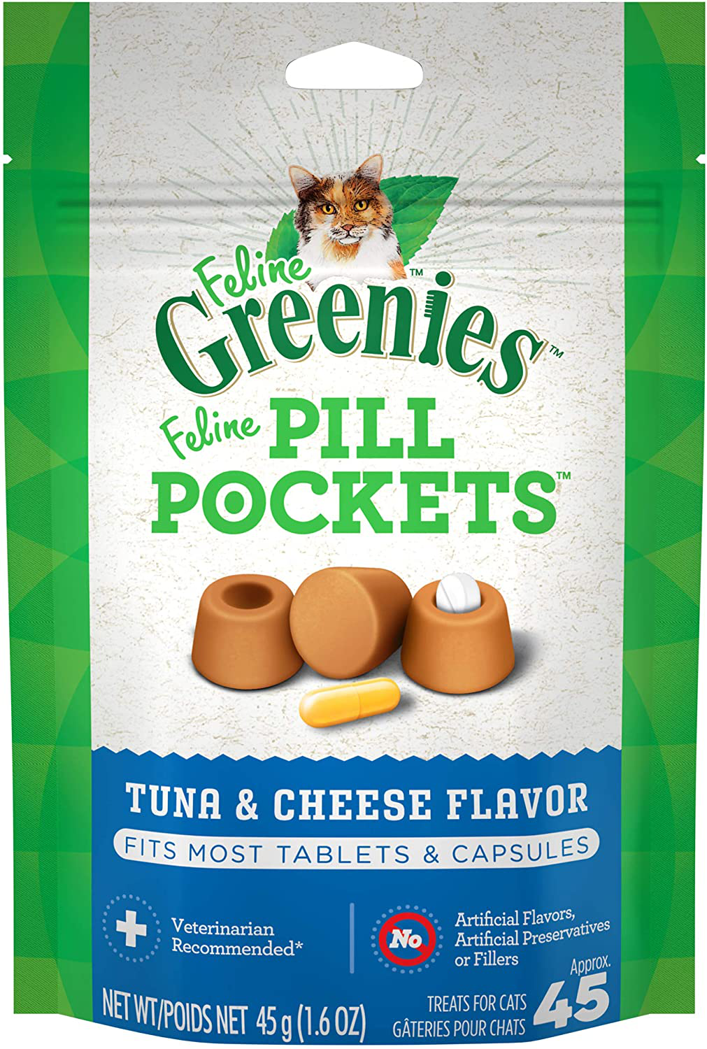 FELINE GREENIES Pill Pockets Natural Cat Treats, Salmon & Tuna Flavor Animals & Pet Supplies > Pet Supplies > Cat Supplies > Cat Treats Greenies