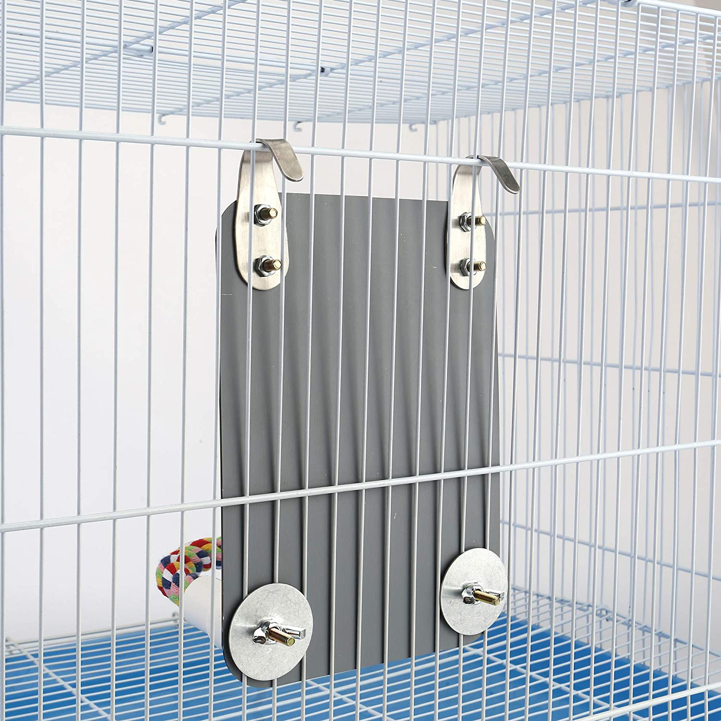 Filhome Bird Mirror with Rope Perch Stand, Cockatiel Parakeet Mirror for Cage Bird Toy Swing Cage Accessories for Parrot Conure Lovebirds Finch Canaries Animals & Pet Supplies > Pet Supplies > Bird Supplies > Bird Cage Accessories Filhome