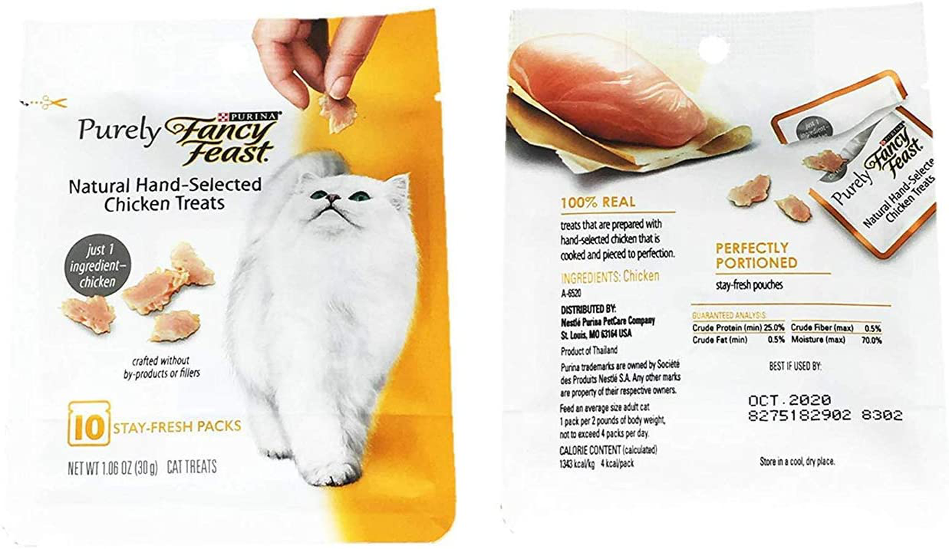 Purina Purely Fancy Feast Natural Hand-Flaked Cat Treats Variety Pack Bundle of 3 Flavors (Tuna, Chicken, and Salmon; 1.06 Oz Each) Animals & Pet Supplies > Pet Supplies > Cat Supplies > Cat Treats Purina Purely Fancy Feast