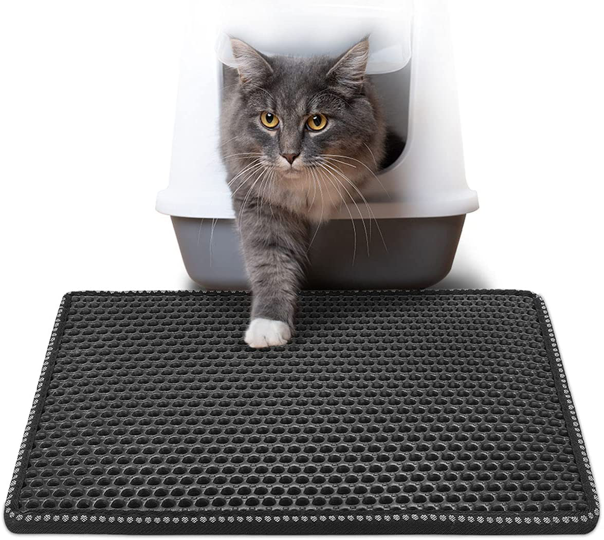 Cat Litter Mat,Litter Box Mat,Honeycomb Double Layer Litter Trapping  Mat,Waterproof Urine Proof Kitty Litter Mat,Easy Clean Scatter Control