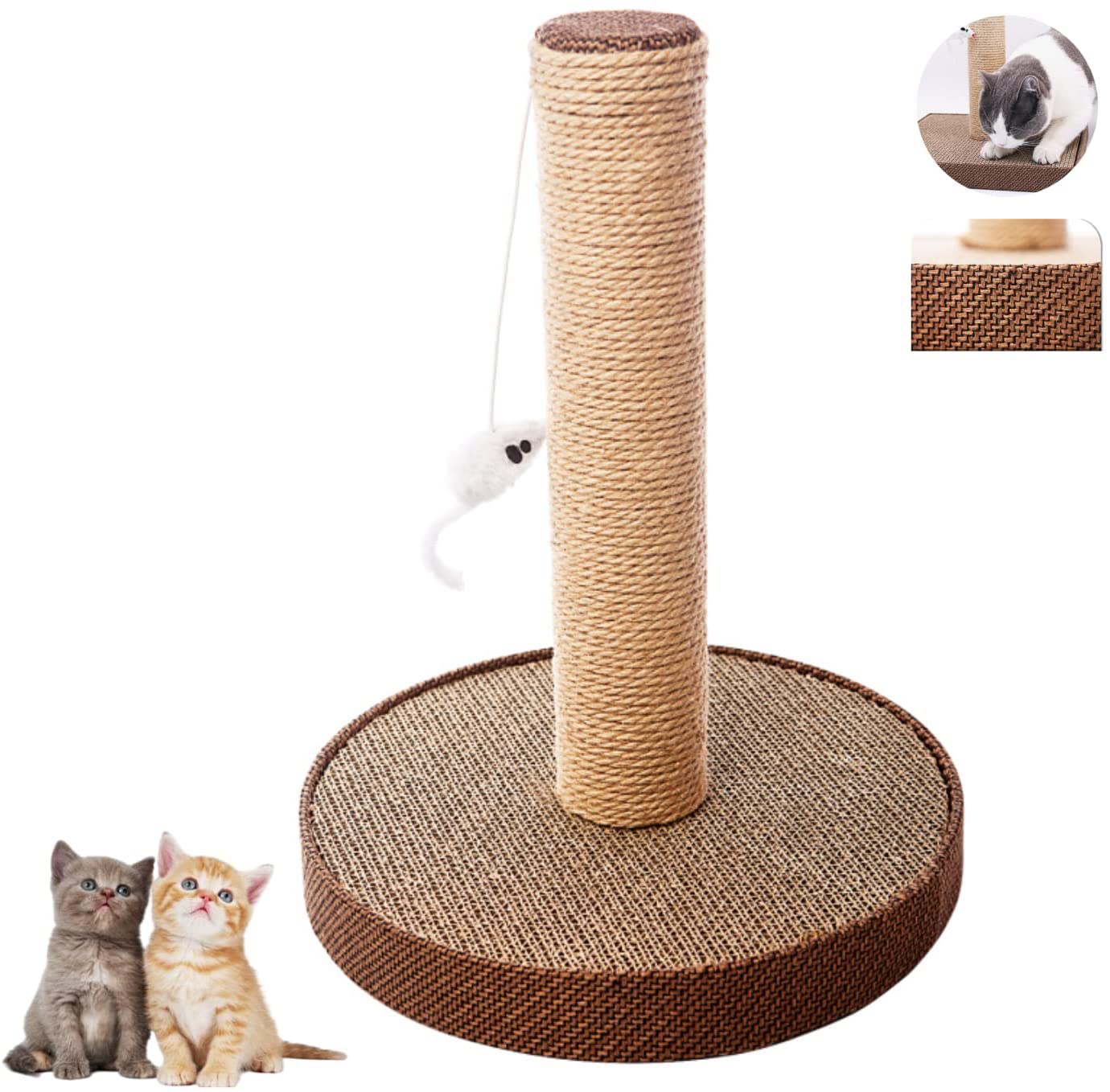 Little Bean Small Cat Tree Tower with Natural Sisal Scratching Post for Kitten Playground Tower Activity Platform Playground Furniture with Hanging Ball for Kitten Small Cat Animals & Pet Supplies > Pet Supplies > Cat Supplies > Cat Furniture Little Bean Brown