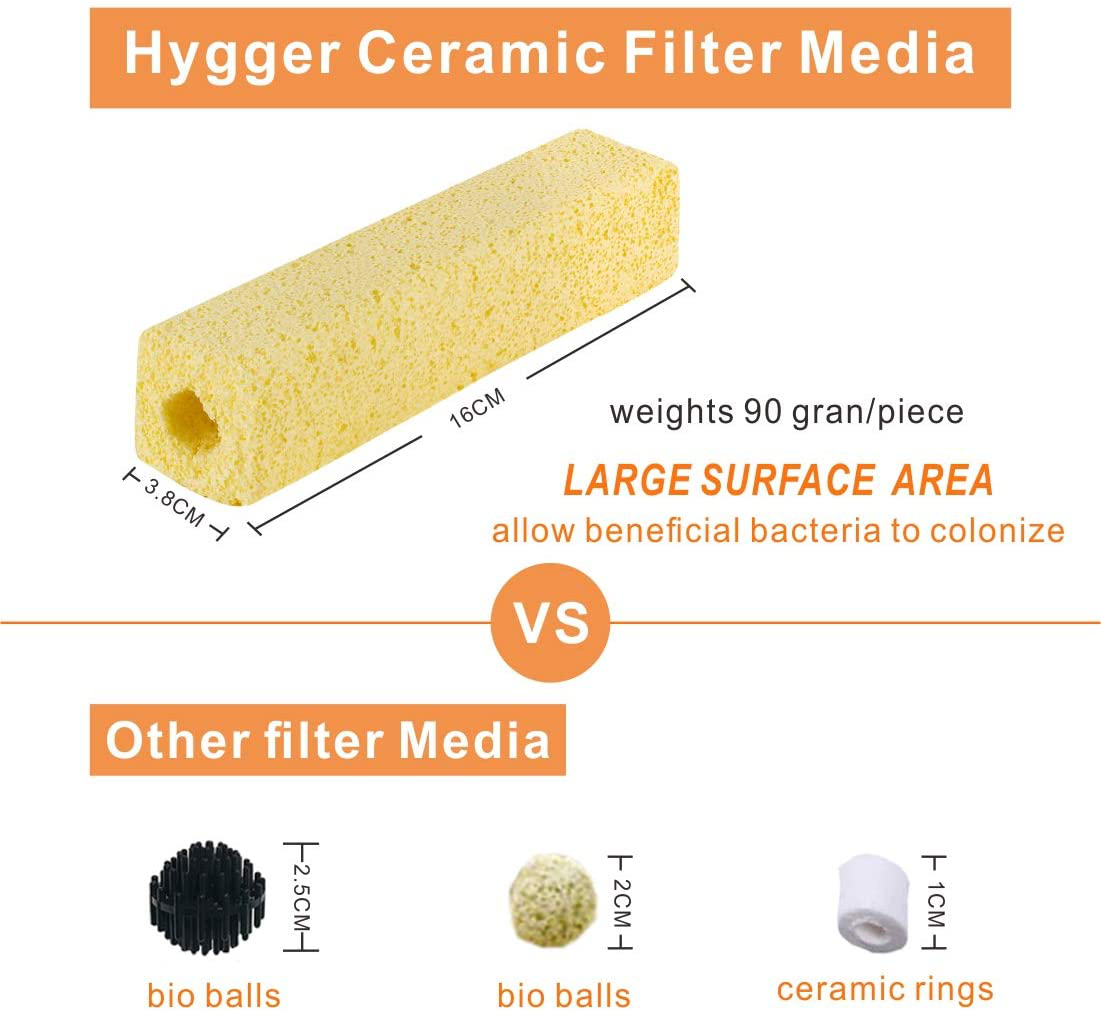 Hygger 6.2-Inch Long Large Aquarium Filter Media, Ceramic Bio Media Blocks for Sump Tank Pond Fish Tank Media 7.9 Lbs 40-Pack Animals & Pet Supplies > Pet Supplies > Fish Supplies > Aquarium Filters hygger