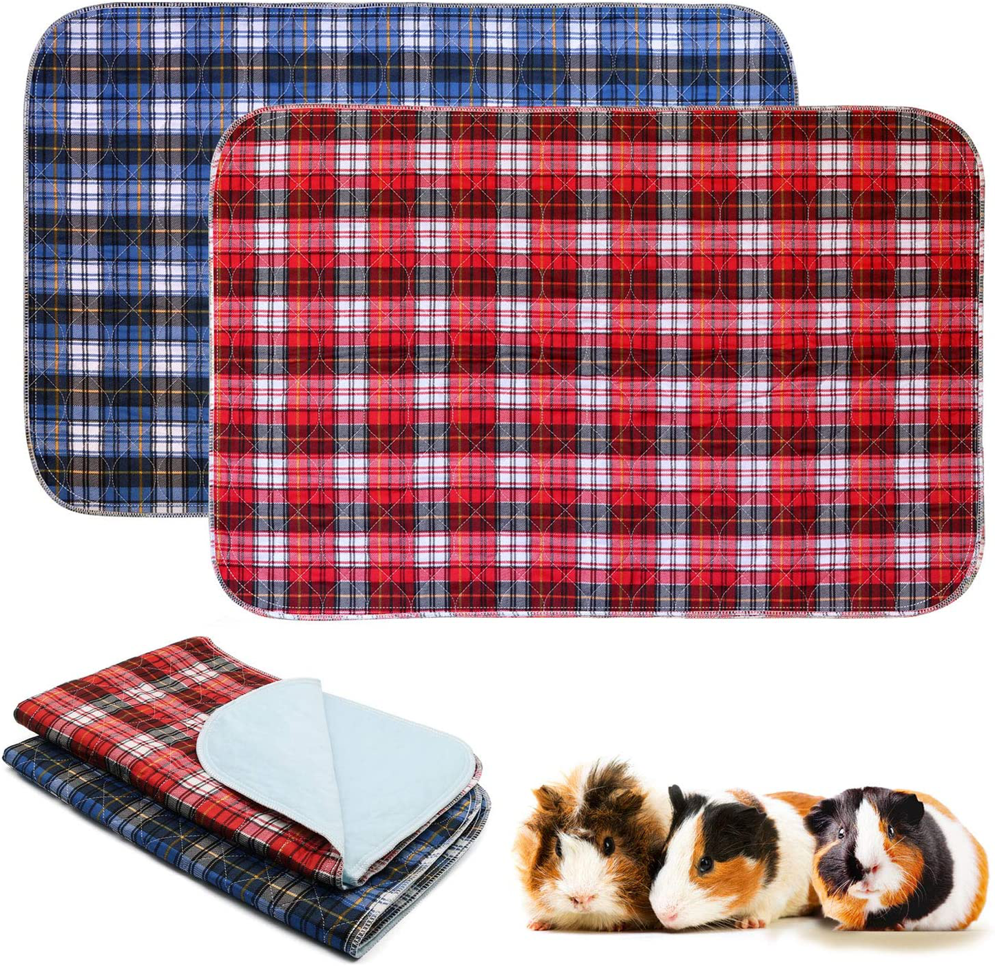 BWOGUE 2 Pack Guinea Pig Cage Liners Washable Guinea Pig Bedding Reusable Waterproof anti Slip Pee Pads Super Absorbent Cage Liners for Guinea Pigs, Hamsters, Rabbits & All Small Animals Animals & Pet Supplies > Pet Supplies > Small Animal Supplies > Small Animal Bedding BWOGUE 17.7x23.6 Inch(Pack of 2)