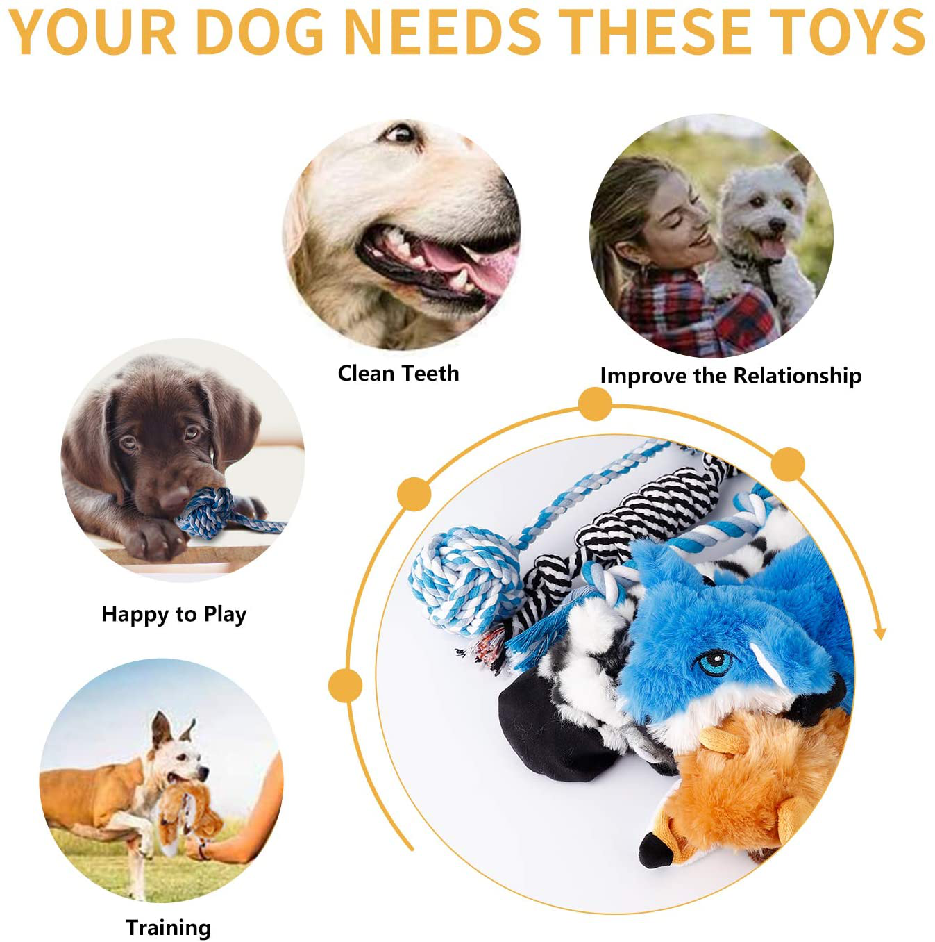 Toozey Squeaky Dog Toys No Stuffing, 6 Pack Dog Toys Small Dogs, Durable Plush Puppy Toys, 100% Natural Cotton Ropes Puppy Teething Chew Toys, Non-Toxic and Safe, Suit for Small and Medium Dogs Animals & Pet Supplies > Pet Supplies > Dog Supplies > Dog Toys Toozey