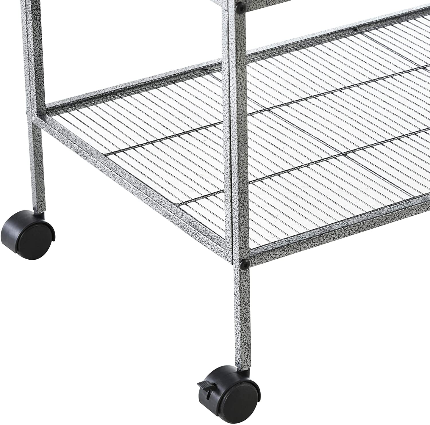Pawhut Double Rolling Metal Bird Cage with Removable Metal Tray, Storage Shelf, Wood Perch, and Food Container Animals & Pet Supplies > Pet Supplies > Bird Supplies > Bird Cages & Stands PawHut