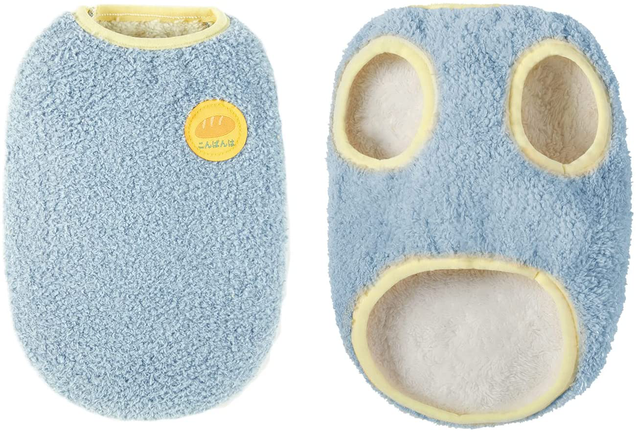 Loyanyy Fleece Lined Dog Vest for Winter Warm Soft Sweater for Small Medium Dog Cat Cute Puppy Kitten Clothes Animals & Pet Supplies > Pet Supplies > Cat Supplies > Cat Apparel Loyanyy Blue Small