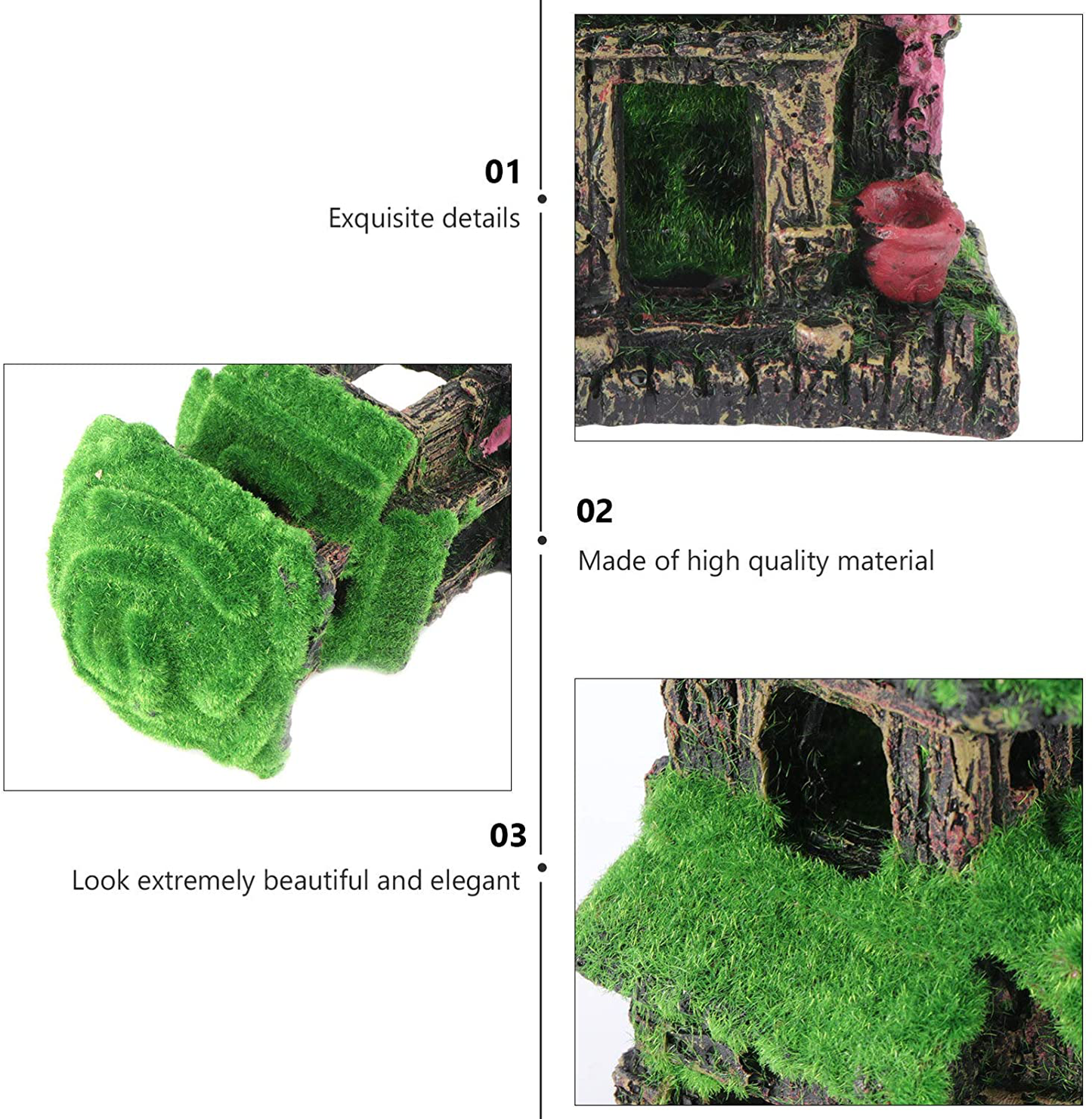 Balacoo Aquarium House Decorations Fish Hideout Cave Green Lifelike Moss Resin Craft Aquarium Landscape Ornaments for Small Shrimp Rest Breed Animals & Pet Supplies > Pet Supplies > Fish Supplies > Aquarium Decor balacoo