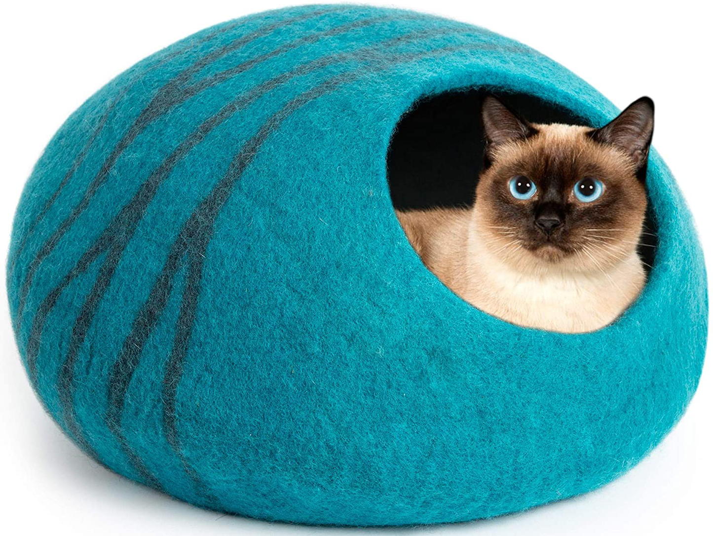 MEOWFIA Premium Cat Bed Cave (Large) - Eco Friendly 100% Merino Wool Beds for Cats and Kittens Animals & Pet Supplies > Pet Supplies > Cat Supplies > Cat Furniture MEOWFIA Aquamarine