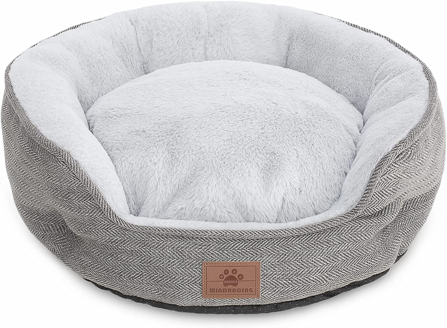 Cat Beds for Indoor Cats,Small Dog Bed,Cuddler Dog Beds,Calming Dog Bed Donut,Soft Anxiety Cozy Pet Beds,Puppy Bed for Small/Medium Dogs Washable round in Beige Color,Windracing PET Animals & Pet Supplies > Pet Supplies > Cat Supplies > Cat Furniture WINDRACING Grey - Oval Cat Bed Small