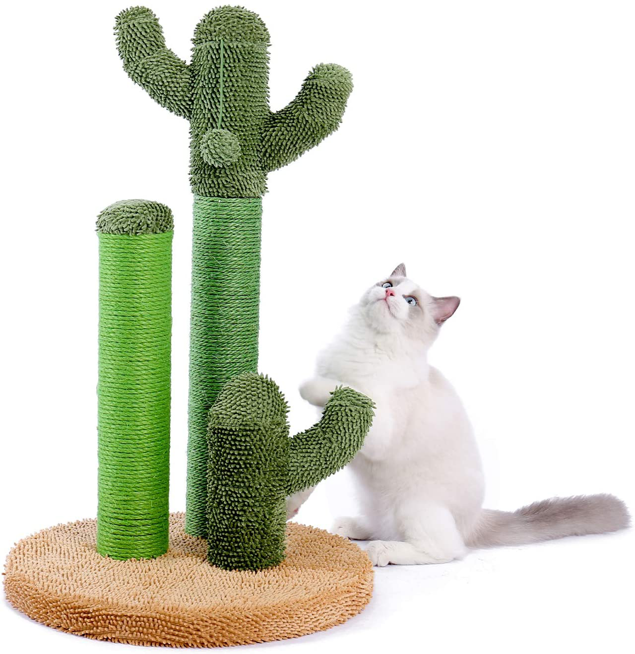 PAWZ Road Cat Scratching Post Cactus Cat Scratcher Featuring with 3 Scratching Poles and Interactive Dangling Ball Animals & Pet Supplies > Pet Supplies > Cat Supplies > Cat Beds PAWZ Road Large-27"