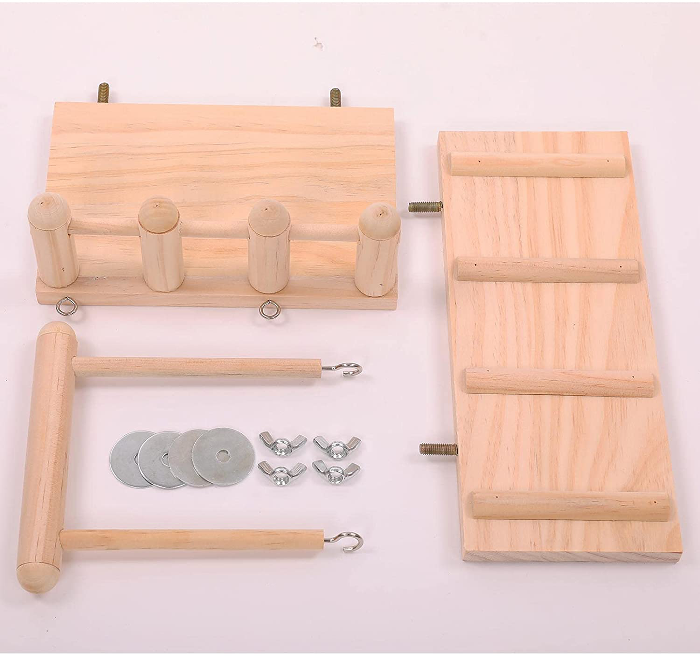 Bird Perches Cage Toys Bird Wooden Play Gyms Stands with Climbing Ladder, Parrot Play Stand and Bird Swing Conure for Green Cheeks, Baby Lovebird, Chinchilla, Hamster, Bird Cage Chewing Toys Sets Animals & Pet Supplies > Pet Supplies > Bird Supplies > Bird Cage Accessories ADNIKIA