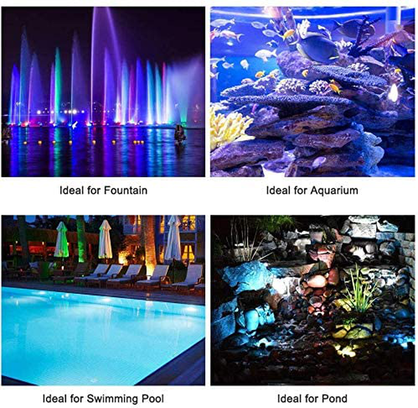 Greensun Pond Lights, Aquarium Light, Submersible LED Lights with Remote Control, IP68 Waterproof Fish Tank Ligh, RGB Color Changing, 8W 36 LED Underwater Spot Lights (Set of 4 Lights) Animals & Pet Supplies > Pet Supplies > Fish Supplies > Aquarium Lighting GreenSun