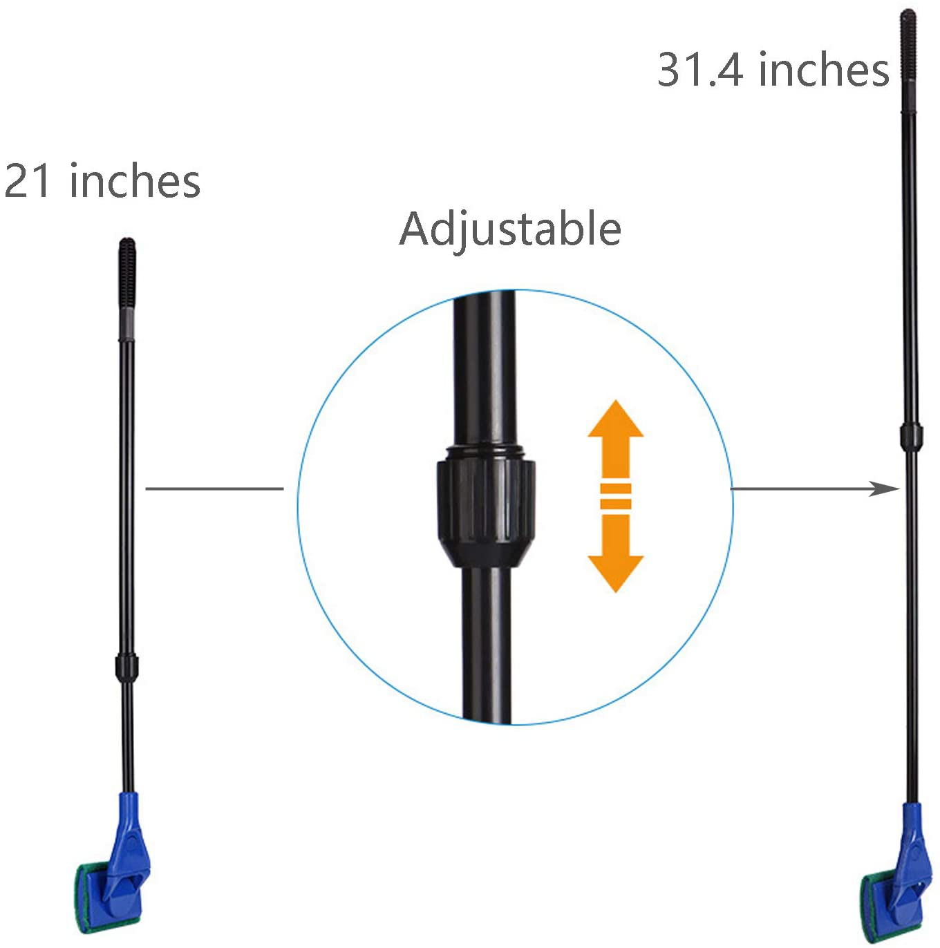 JZMYXA Aquarium Cleaning Tools Kit 5 in 1 Function for Long Deep Fish Tank, Adjustable Length Rod, Including Algae Scrape, Cleaning Sponge, 3.9" Small Fishnet, Gravel Rake, Plant Fork Animals & Pet Supplies > Pet Supplies > Fish Supplies > Aquarium Cleaning Supplies JZMYXA