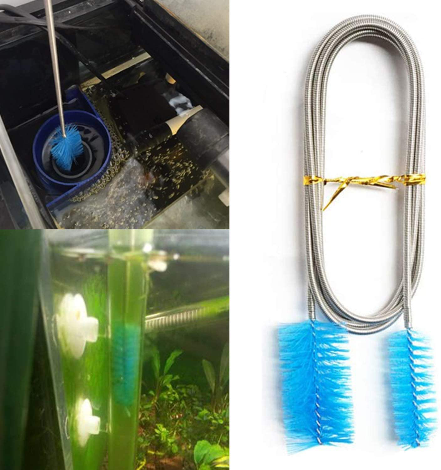 WEITY 2 Pack Aquarium Cleaning Brushes, 61-Inch Stainless Steel Springs, Flexible Drain Brush Double Ended Hose Pipe and 2 Straw Cleaning Brushes, Used for Fish Tank Household Kitchen Washing Tools Animals & Pet Supplies > Pet Supplies > Fish Supplies > Aquarium Cleaning Supplies WEITY