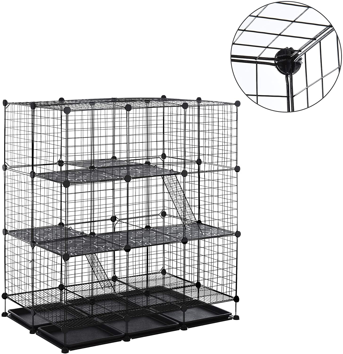 Pawhut DIY Pet Playpen Wire Rabbit Cage for Kitten Chinchillas