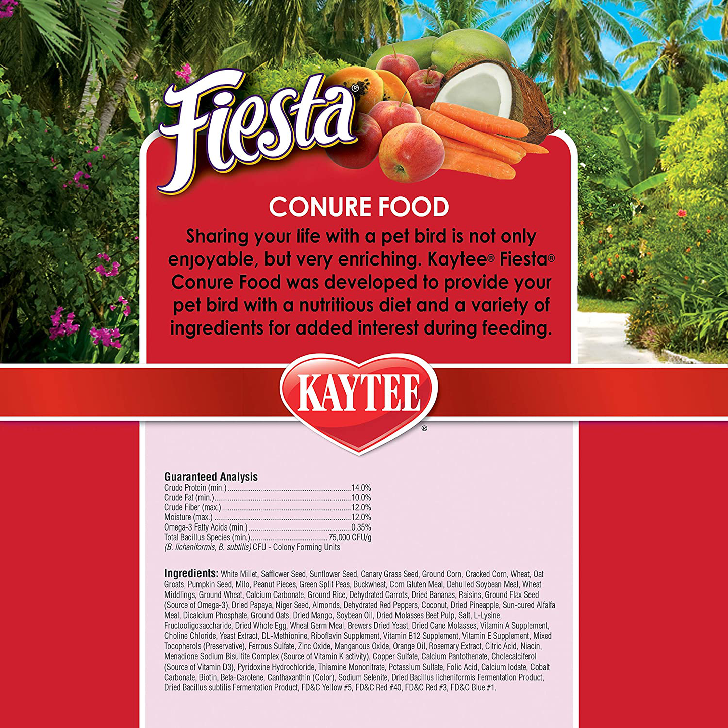 Kaytee Fiesta Conure 4.5 Lb, Fortified Gourmet Diet Animals & Pet Supplies > Pet Supplies > Bird Supplies > Bird Food Kaytee