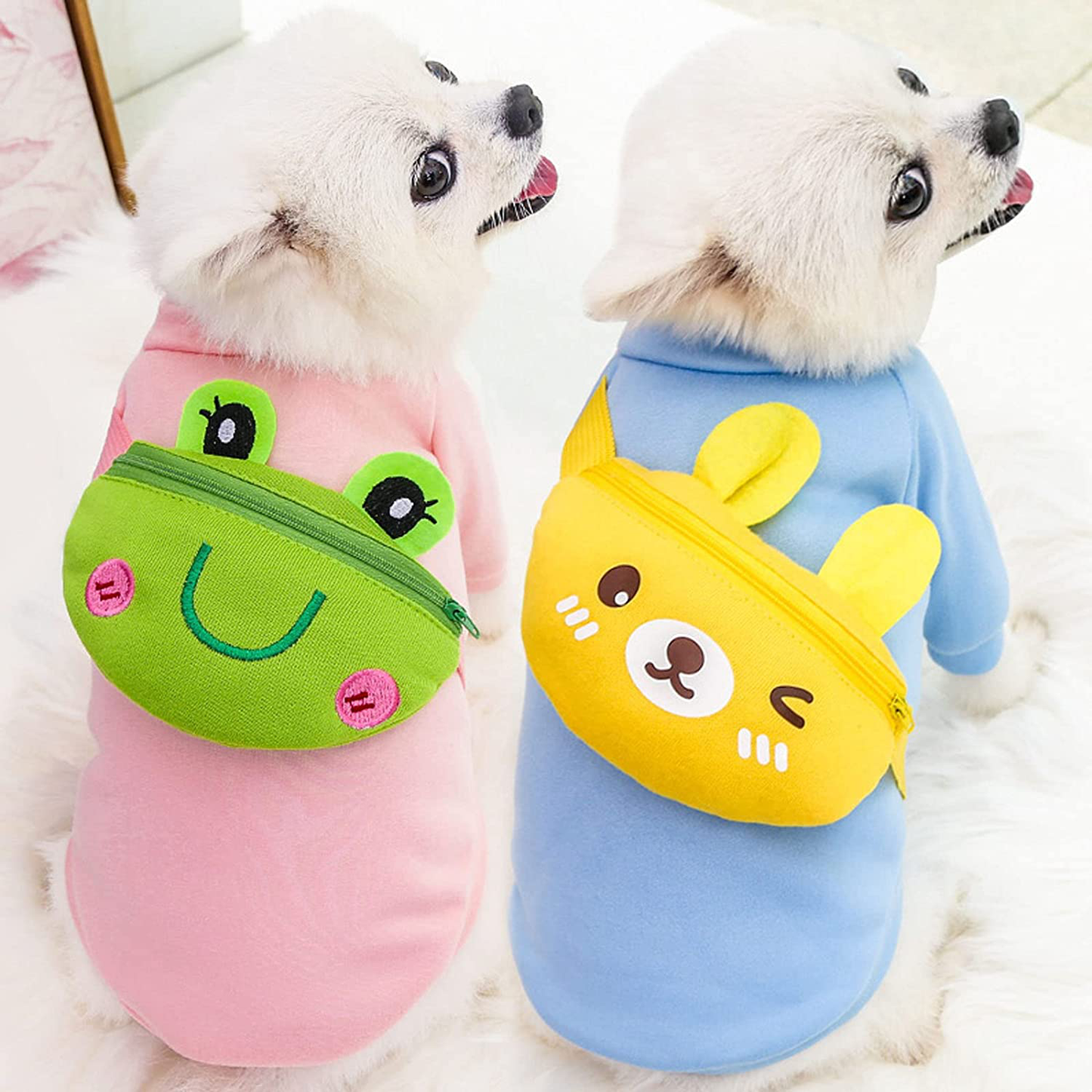 HRTTSY Funny Dog Shirts with Cute Cartoon Cross Body Bag for Small Dogs Cats Soft Breathable Fall Winter Warm Kitten Puppy Sweatshirt Clothes Pet T-Shirt Sweater Outfits Chihuahua Apparels Animals & Pet Supplies > Pet Supplies > Cat Supplies > Cat Apparel HRTTSY
