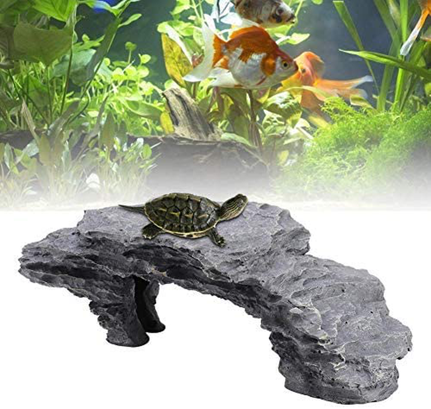 HEEPDD Simulation Rocks Reptile Hideout Basking Ramp Platform Aquarium Reptile Habitat Decor Hideaway for Aquarium Tank Animals & Pet Supplies > Pet Supplies > Reptile & Amphibian Supplies > Reptile & Amphibian Habitat Accessories HEEPDD