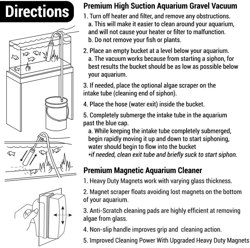 Fish Tank Cleaner/Fish Tank Accessories - Comes W/Gravel Vacuum for Aquarium, Fish Net, Magnet Brush & Algae Scraper - BPA Free Aquarium Supplies & Aquarium Cleaning Tools Animals & Pet Supplies > Pet Supplies > Fish Supplies > Aquarium Cleaning Supplies Friendly Fish Co.