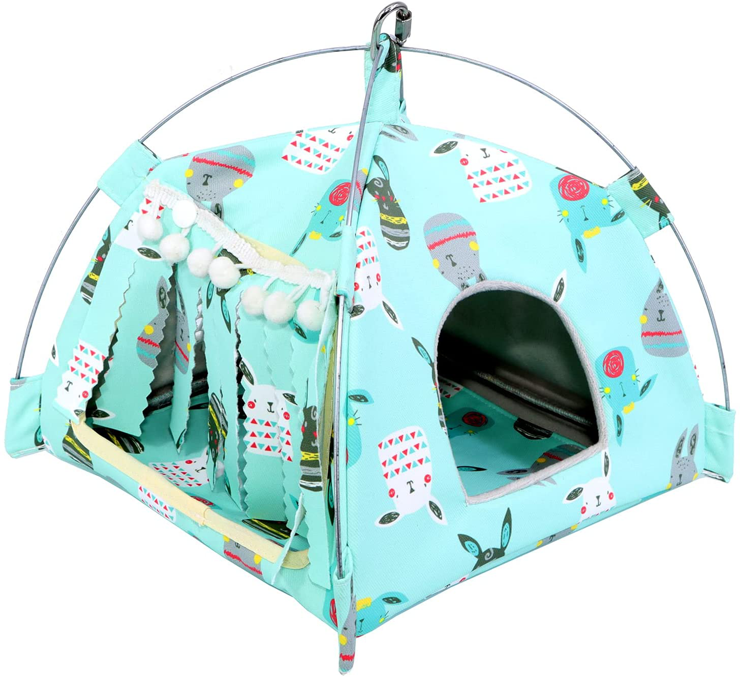KINTOR Bird Nest Snuggle Hut,Parrot Habitat Cave Hanging Tent for Small Medium Parrots Budgies Eclectus Parakeet Cockatiels Lovebird African Grey Animals & Pet Supplies > Pet Supplies > Bird Supplies > Bird Cage Accessories KinTor Blue Rabbit