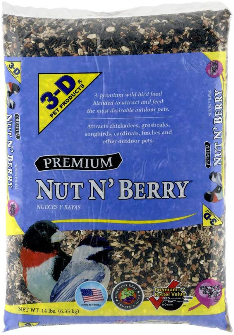 Pack of 2-3-D Pet Products Premium Nut N' Berry Dry Wild Bird Food, 14 LB Animals & Pet Supplies > Pet Supplies > Bird Supplies > Bird Food Pet D