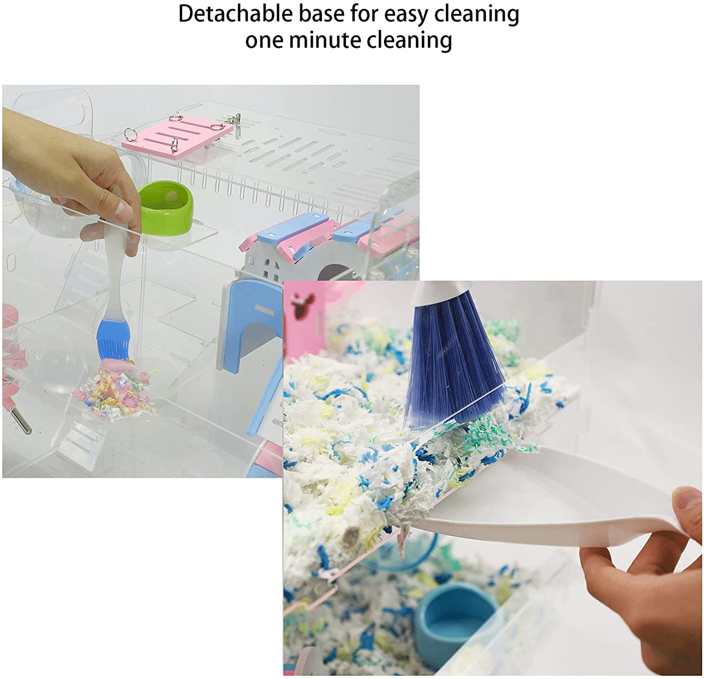 Mousebro Multilevel Transparent Hamster Cage - Small Animal Cage for Hamster, Gerbils,Including Free Bedding,Colorful Villa,Swing, Water Bottle, Exercise Wheel, Food Dish Animals & Pet Supplies > Pet Supplies > Small Animal Supplies > Small Animal Habitats & Cages MouseBro