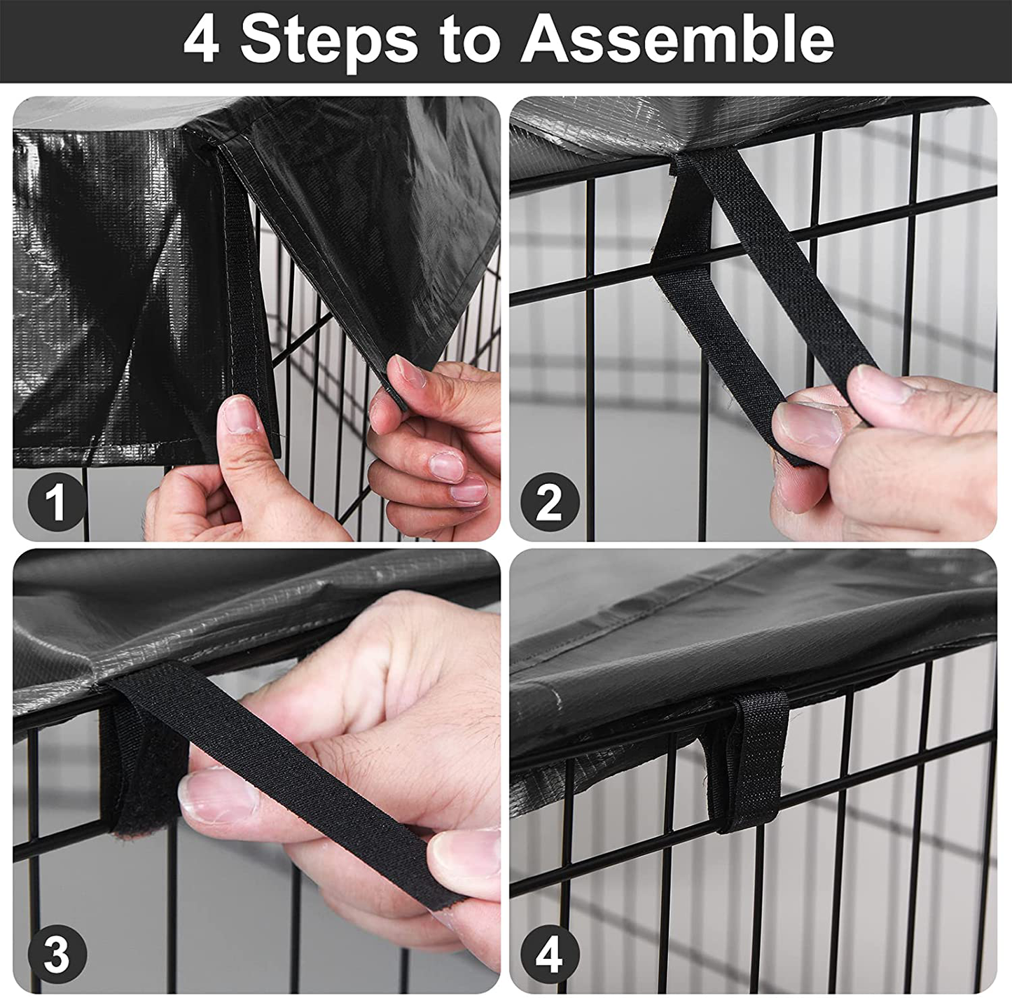 GORUTIN Dog Playpen Cover, Pet Playpen Mesh Top Cover Protect Dog from Sun/Rain Prevent Escape, Dog Pen Cover Shaded Area Indoor Outdoor Fits 24 Inch 8 Panels Playpen (Sell Top Cover Only!) Animals & Pet Supplies > Pet Supplies > Dog Supplies > Dog Kennels & Runs GORUTIN