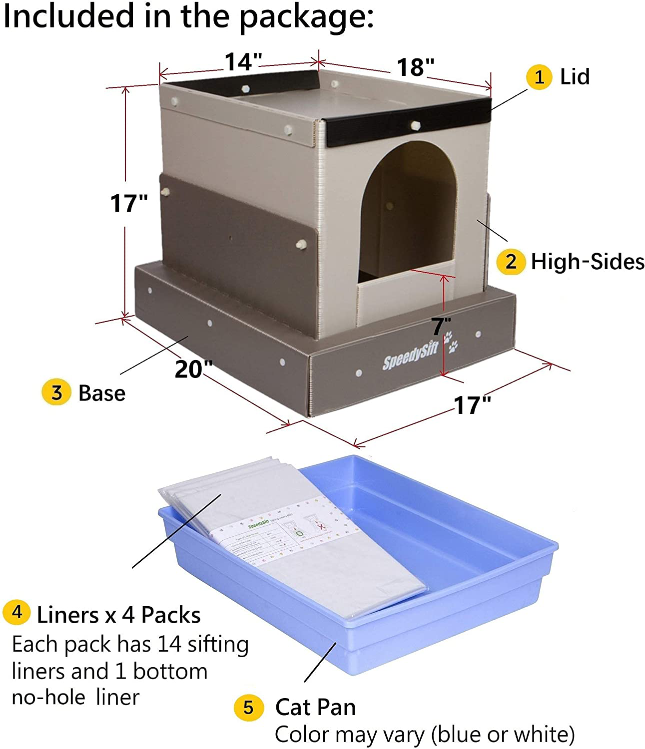 Speedysift Corrugated Plastic Board Hooded Litter Box with 56 Ct Disposable Sifting Liners Animals & Pet Supplies > Pet Supplies > Cat Supplies > Cat Litter Box Liners SpeedySift