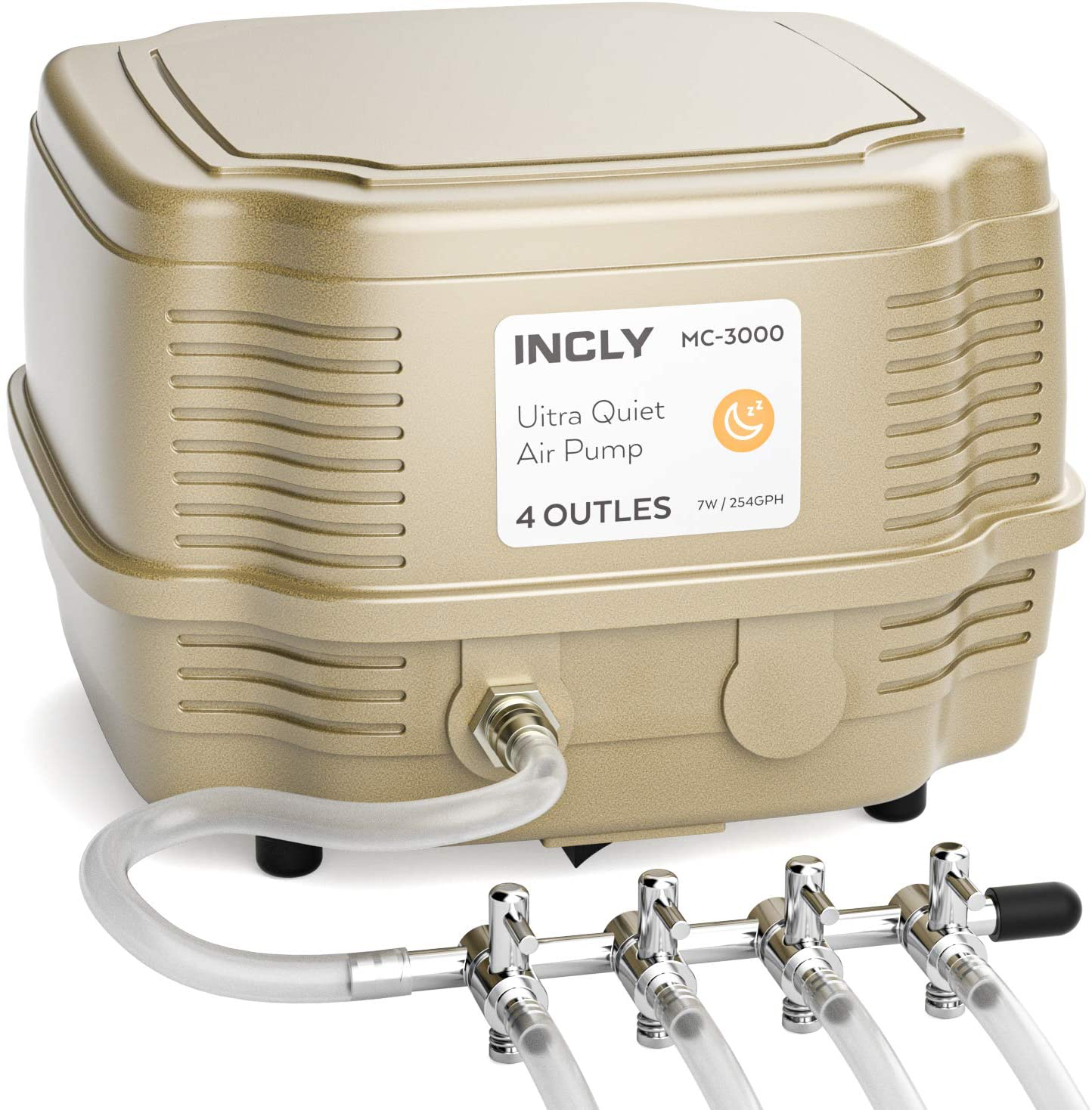 INCLY 7W Aquarium Air Pump 245 Gallon with 4 Adjustable Filter