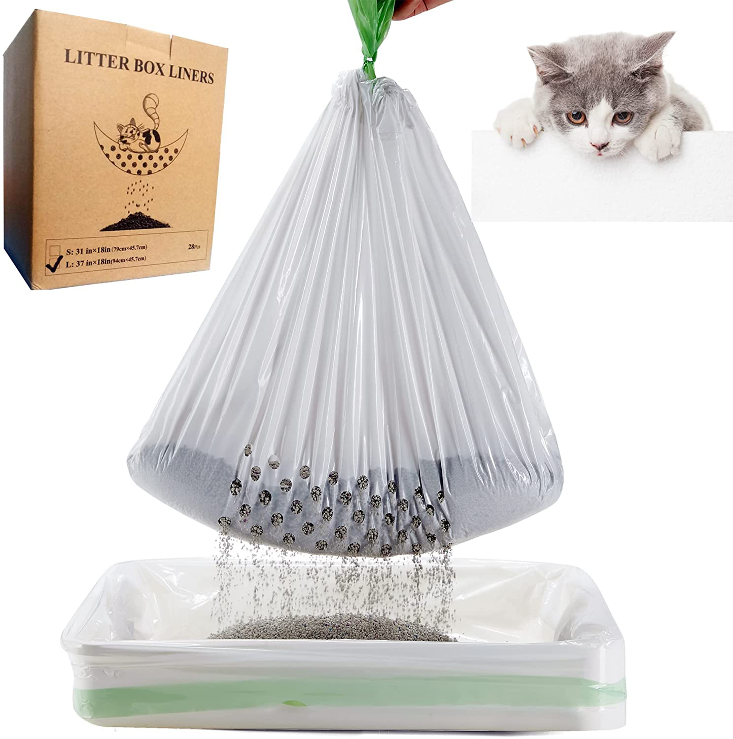 Gefryco Sifting Cat Litter Box Liners Waste Litter Bags for Pet Cats Pan Liners Extra Thick 2 Mil (28 Count - 37" X 18") Animals & Pet Supplies > Pet Supplies > Cat Supplies > Cat Litter Box Liners Gefryco 28 Count - 37" x 18"  