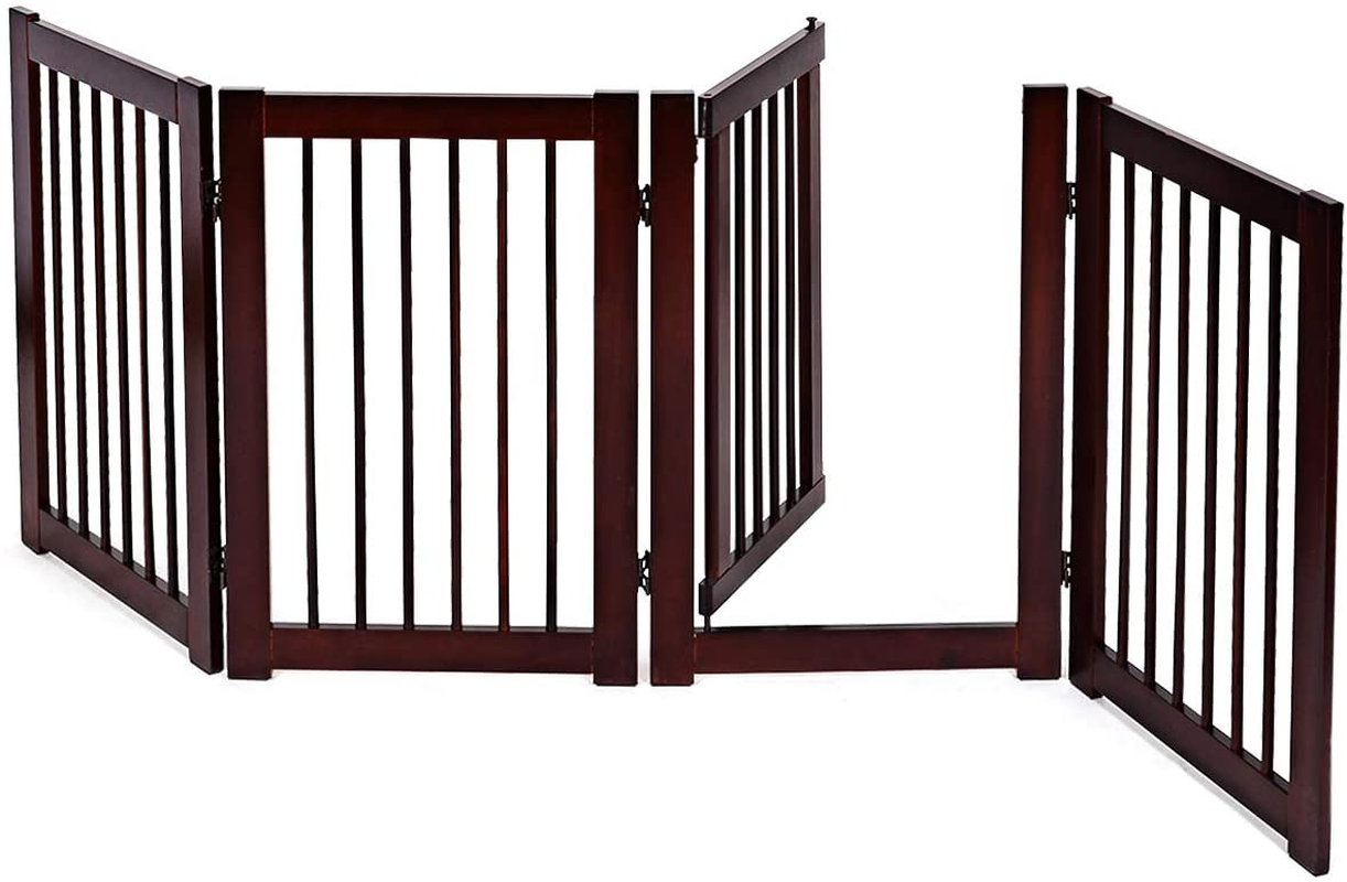 PETSITE Freestanding Pet Gate with Door, 3 Panel 81 in Extra Wide Dog Gates Fence Indoor for House, Stairs, Doorways Animals & Pet Supplies > Pet Supplies > Dog Supplies > Dog Houses PETSITE 81Lx30H