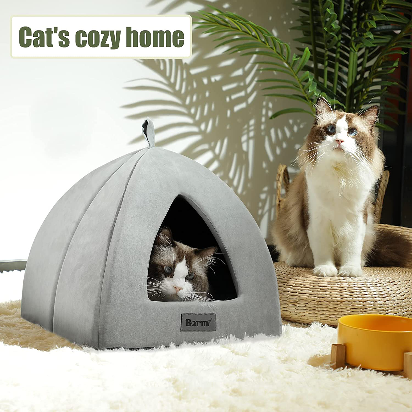 BARMI Kitten Bed Cat Cave Bed for Cats & Dogs, 16 Inches Kitty Bed Hut with Removable Indoor Pet Cat Condos Animals & Pet Supplies > Pet Supplies > Cat Supplies > Cat Beds BARMI