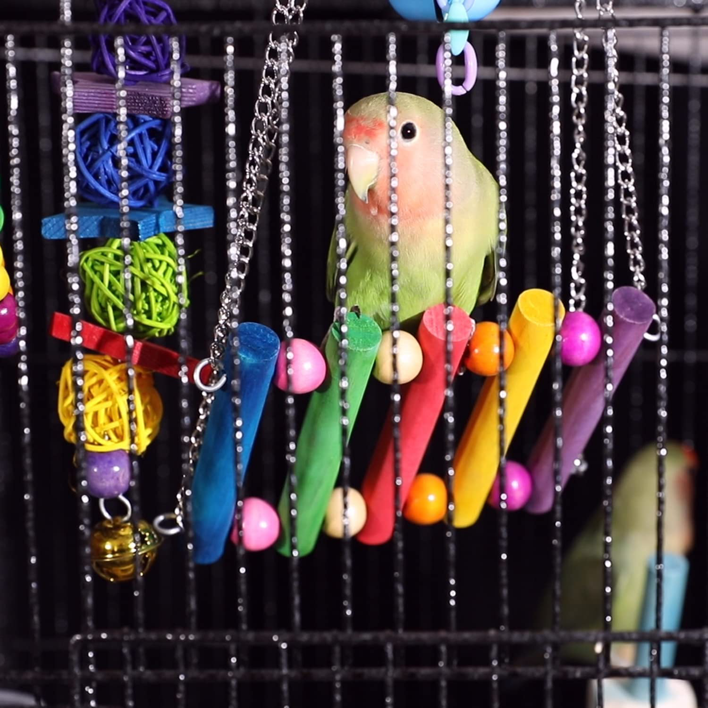 Deloky 8 Packs Bird Swing Chewing Toys- Parrot Hammock Bell Toys Suitable for Small Parakeets, Cockatiels, Conures, Finches ,Budgie,Macaws, Parrots, Love Birds Animals & Pet Supplies > Pet Supplies > Bird Supplies > Bird Cage Accessories Deloky