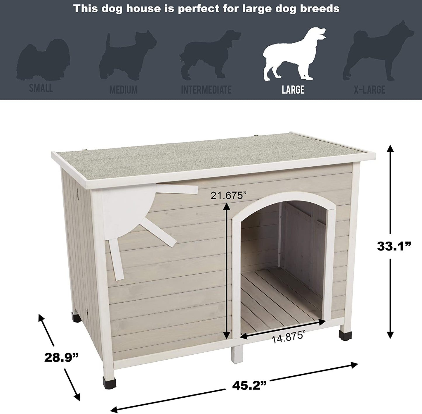 Midwest Homes for Pets Eillo Folding Outdoor Wood Dog House, No Tools Required for Assembly | Dog House Ideal for Large Dog Breeds, Beige (12EWDH-L) Animals & Pet Supplies > Pet Supplies > Dog Supplies > Dog Houses MidWest Homes for Pets