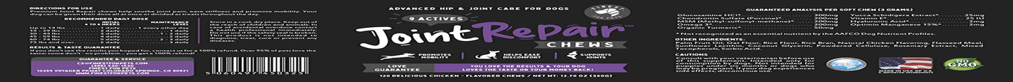 Joint Repair Advanced Hip & Joint Supplement for All Dogs. Naturally Relieves Arthritis, Pain & Inflammation. Extra Strength Chews: Glucosamine, Chondroitin, MSM, Turmeric & Omega 3. Made in USA Animals & Pet Supplies > Pet Supplies > Small Animal Supplies > Small Animal Food Finest For Pets