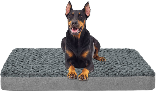 Petorrey Plush Memory Foam Orthopedic Dog Bed for Medium, Large Dogs with Cooling Gel, Washable Dog Crate Mat, Removable Cover & Waterproof Lining Animals & Pet Supplies > Pet Supplies > Dog Supplies > Dog Beds PETORREY Loop fleece Surface X-Large (41" x 29" x 4”) 