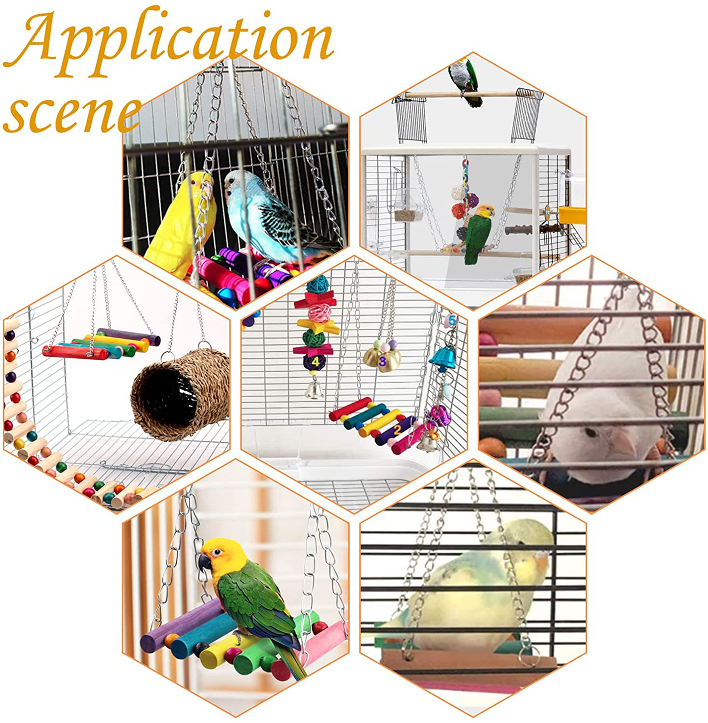 AHANDMAKER Bird Ladder Bridge, 2 Packs Parrot Nature Wood Perch 15" Pet Ladder Bird Toys Climbing Ladders Swing Toys, Rainbow Bridge Wooden Trainning Swing Toys for Cockatiel Grey Parrot Parakeet Animals & Pet Supplies > Pet Supplies > Bird Supplies > Bird Ladders & Perches AHANDMAKER