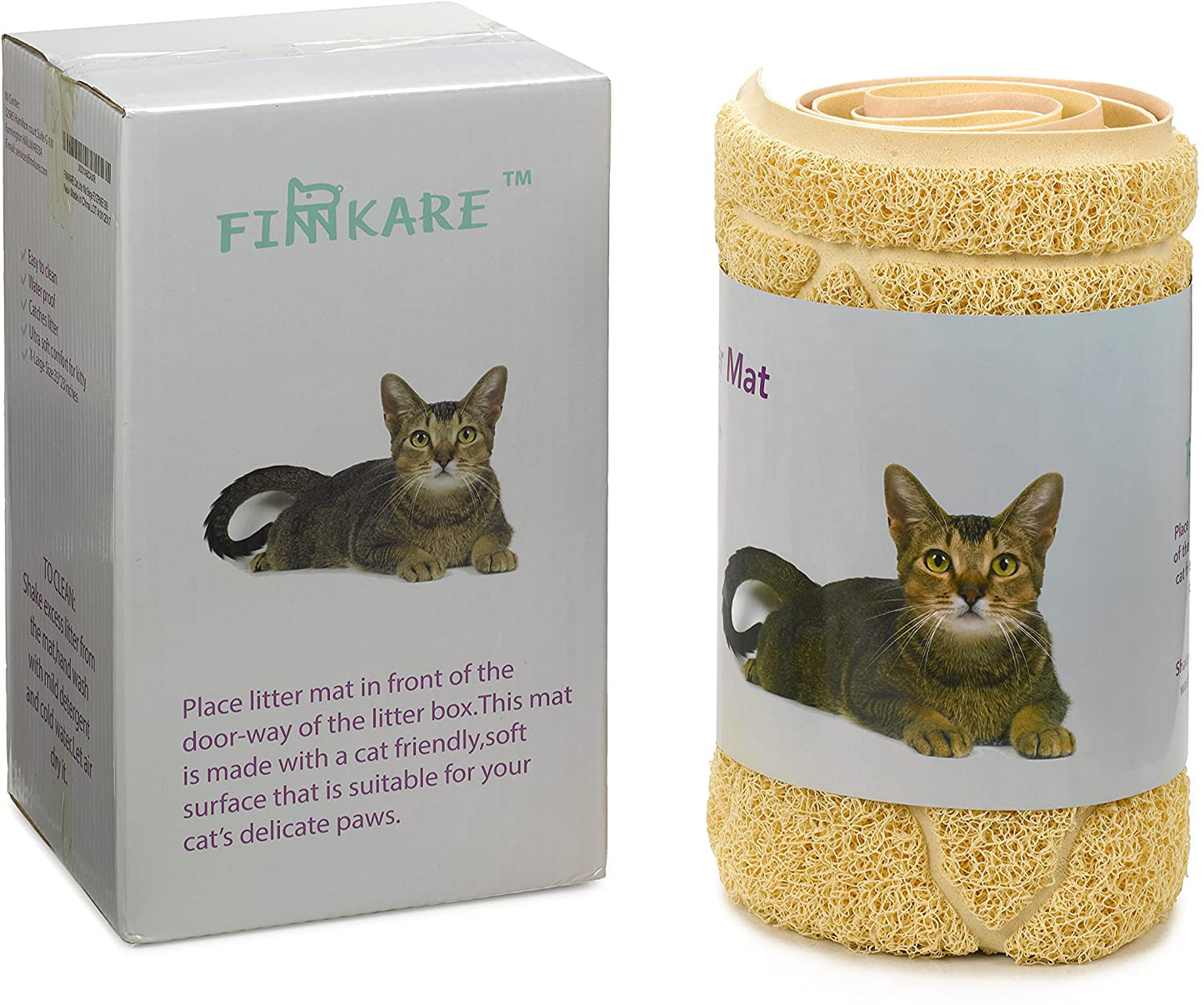 FINNKARE Litter Mat for Cat BPA Free Gray Traps Litter from Box and Paws, Cat Pad Soft on Paws, Easy to Clean, Durable. Animals & Pet Supplies > Pet Supplies > Cat Supplies > Cat Litter Box Mats FINNKARE