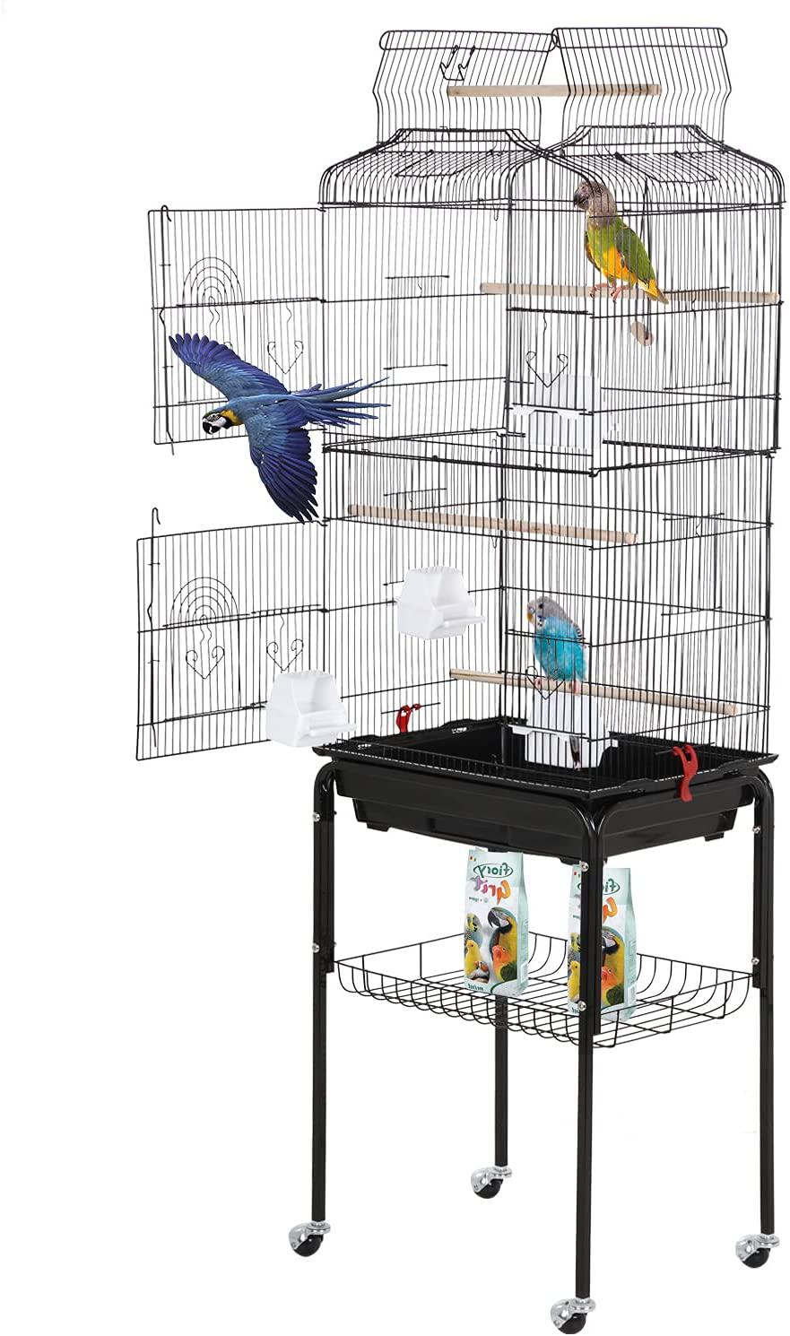 Bestpet 64 Inch Wrought Iron Bird Cage for Parakeets Medium Small Parr KOL PET