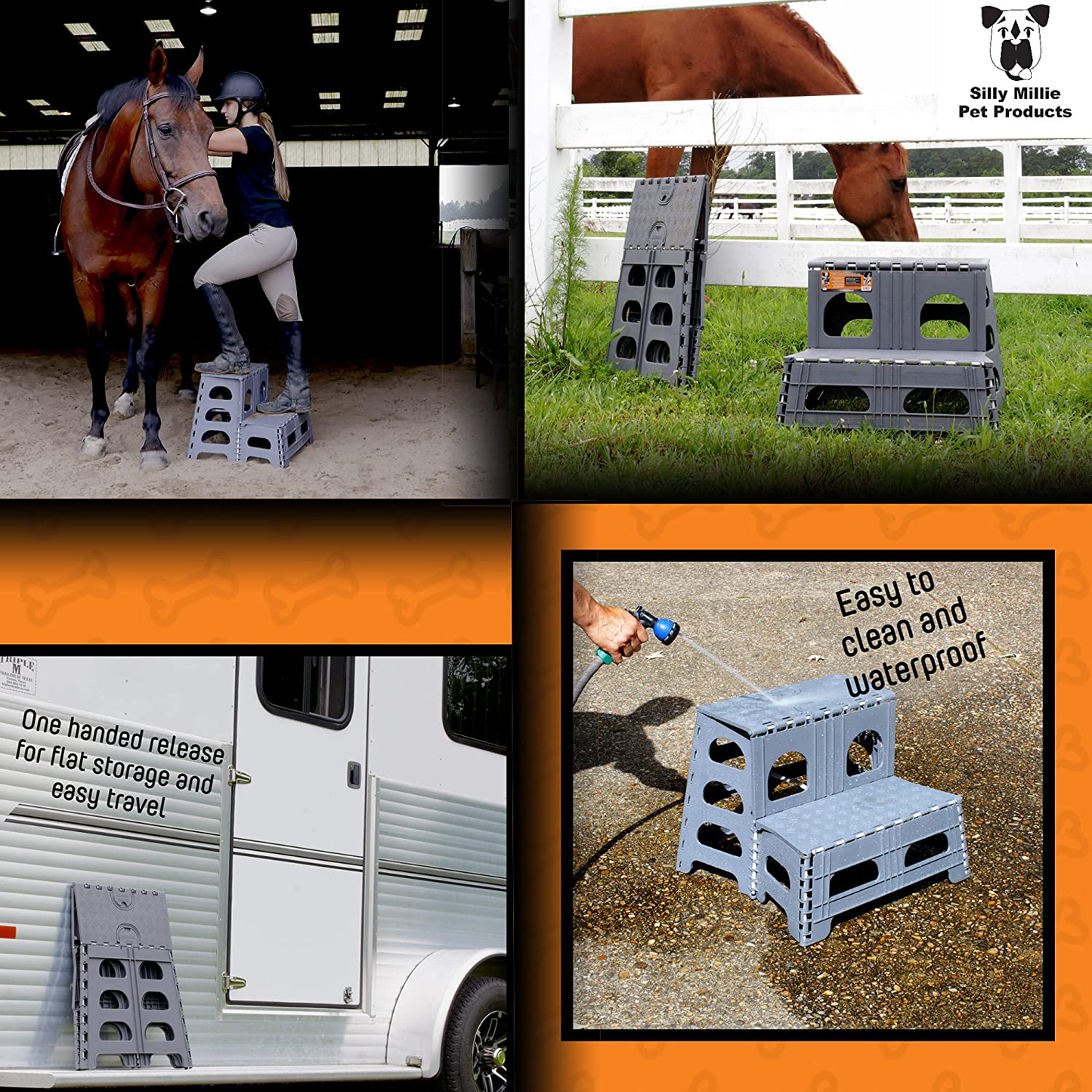 Folding Portable Dog Steps for Large, Medium and Small Doggies - Indoor Outdoor Pet Stairs Ideal for High Bed, Car, SUV & More Animals & Pet Supplies > Pet Supplies > Dog Supplies > Dog Treadmills Silly Millie Pet Products