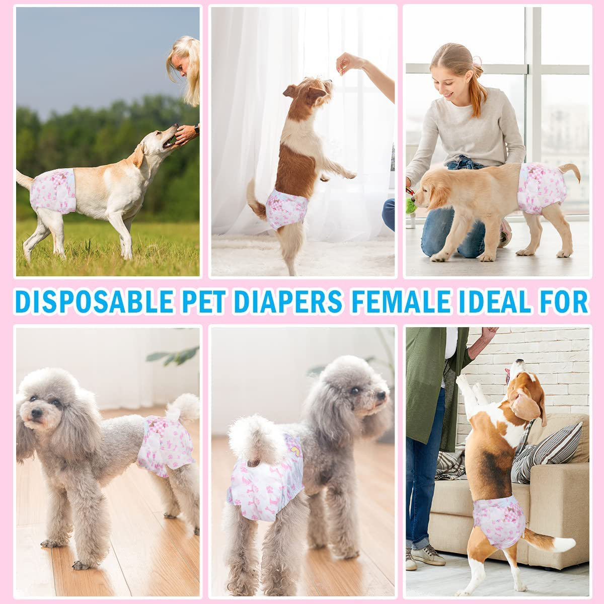 Dono Disposable Pet Diapers Female Dogs 2018 Super Absorbent Soft Heating Pee Diapers Liners XXS-M, Including 14-20Count Puppy Diapers Dogs Cats Animals & Pet Supplies > Pet Supplies > Dog Supplies > Dog Diaper Pads & Liners Yiwu Honghe