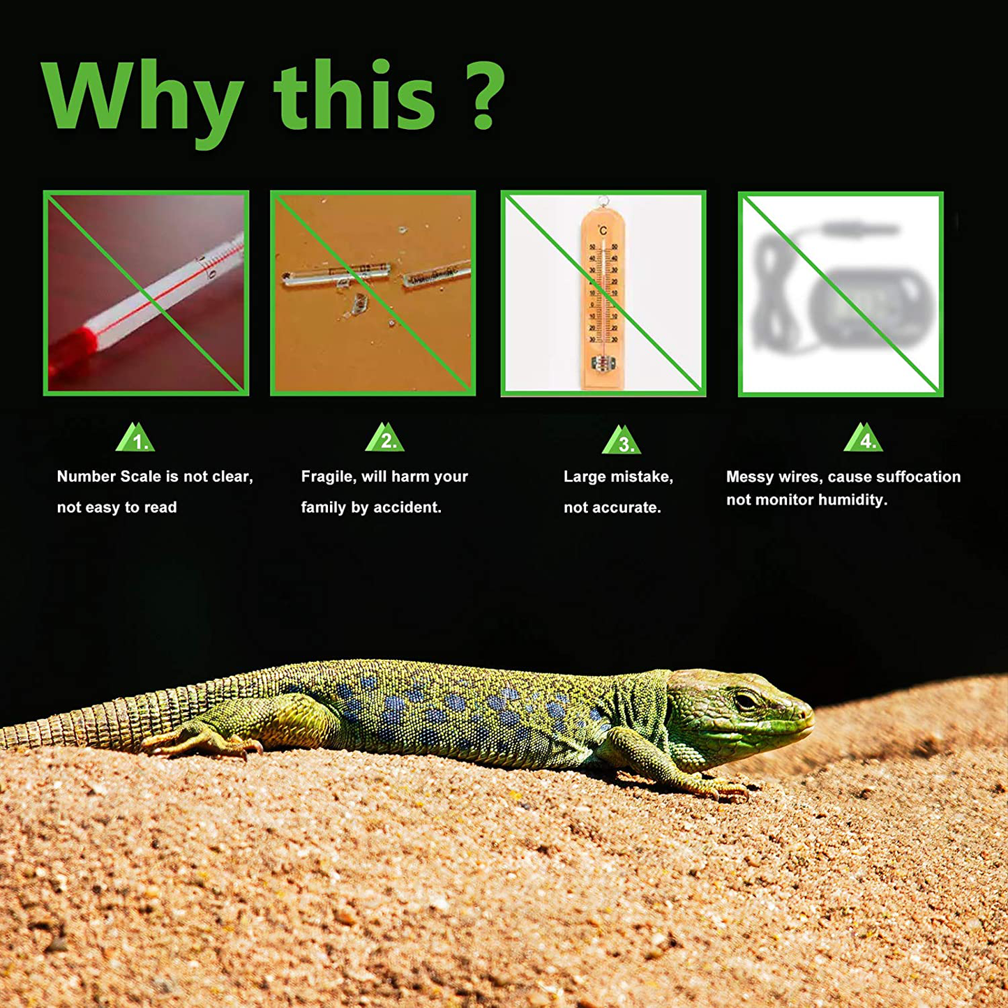 Reptile Thermometer Hygrometer LCD Digital Humidity Gauge, Worked with Reptile Heat Pad to Monitor Temperature & Humidity in Reptile Terrarium, Perfect for Turtle/Snake/Lizard/Frog/Spider/Plant Box Animals & Pet Supplies > Pet Supplies > Reptile & Amphibian Supplies > Reptile & Amphibian Habitat Accessories Qguai