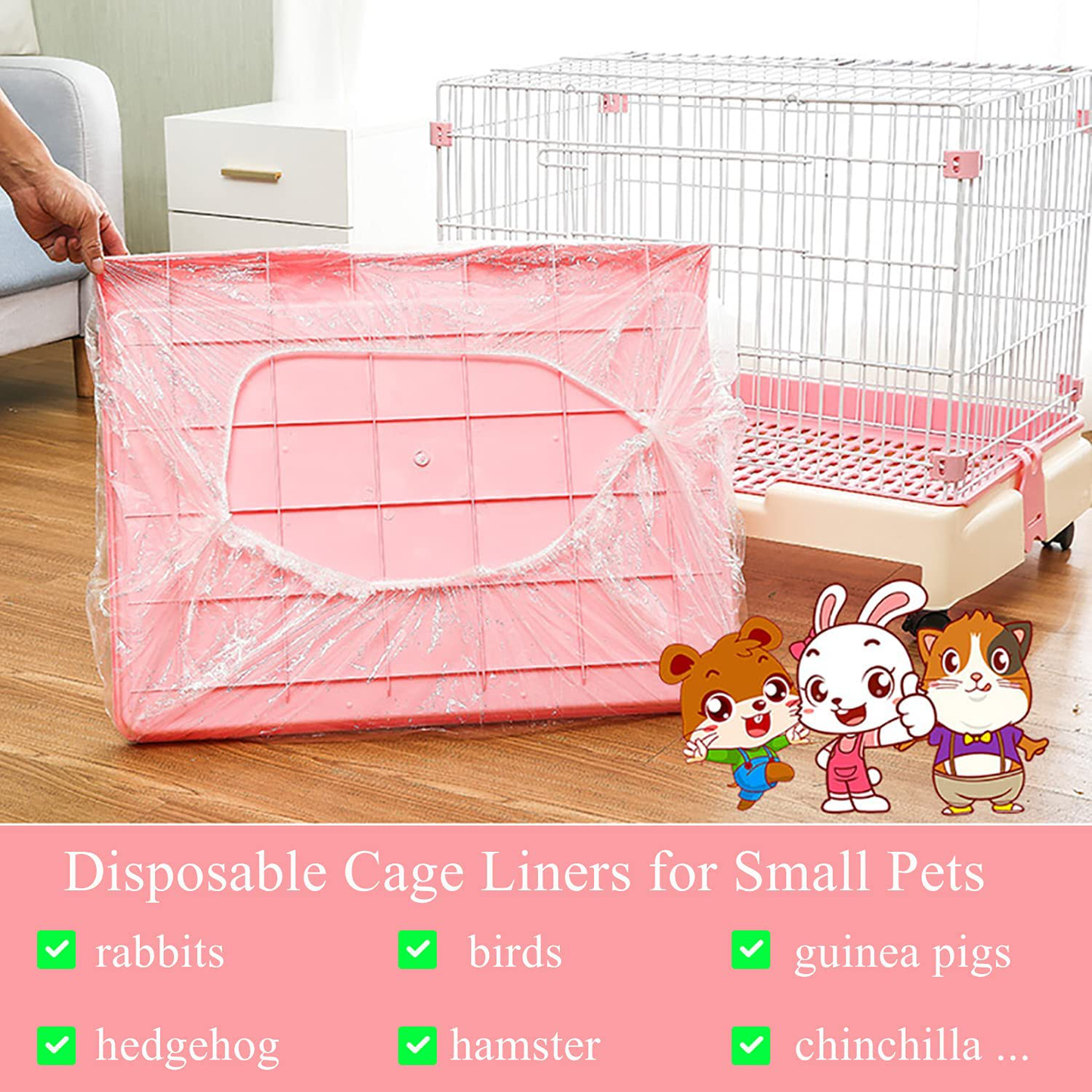 Guinea Pig Cage Liners, Disposable Cage Liners for Small Animals Bedding Waste & Litter Pan Bags, Plastic Bunny Cage Mat Film to Replace Diapers for Birds Rabbit Hamster Hedgehog Rats ... Animals & Pet Supplies > Pet Supplies > Small Animal Supplies > Small Animal Bedding Qguai