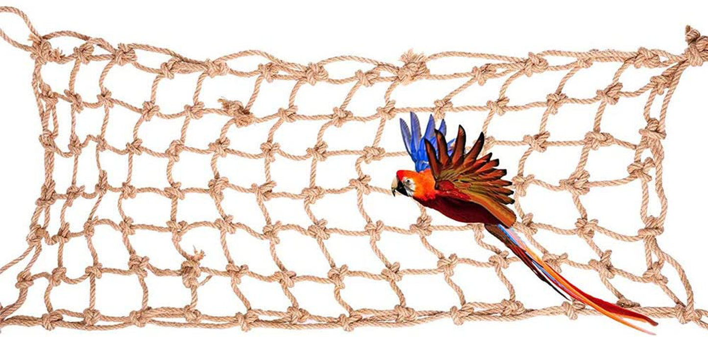 Parrot Climbing Net with 4 Hooks, Bird Cage Cotton Hemp Rope Ladder Play Gym Hammock Hanging Swing Net, Perch Toy Decor for Parakeet Grey African Cockatoo Macaw Parrotlet Animals & Pet Supplies > Pet Supplies > Bird Supplies > Bird Ladders & Perches N / A Large Net