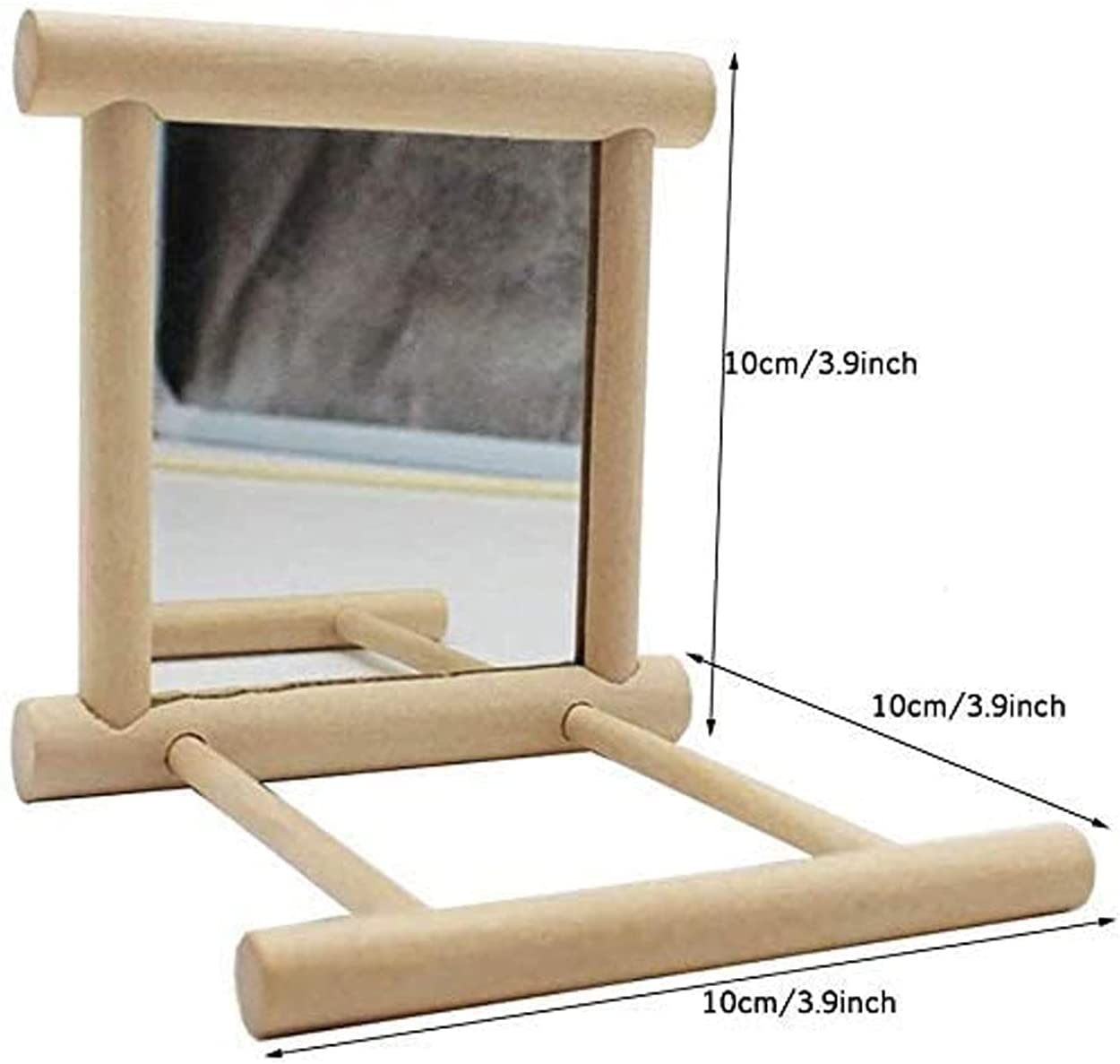 Bird Toy for Parrot Parakeets Conures Cockatiels Cage Swing Wooden Mirror Fun Play Toy for Birds Animals & Pet Supplies > Pet Supplies > Bird Supplies > Bird Cage Accessories Hamiledyi