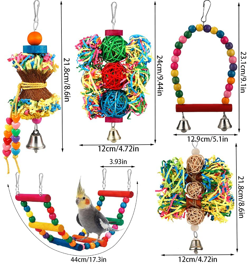 Bbjinronjy Bird Parakeet Toys Foraging Shredding Toys Parrot Cage Accessories Hanging Toys Bird Swing Bird Ladder for Parrots Lovebird Cockatiel Conure Animals & Pet Supplies > Pet Supplies > Bird Supplies > Bird Cage Accessories BBjinronjy